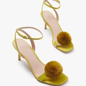 Kate Spade Amour Pom Ankle Strap Leather Sandals in Green